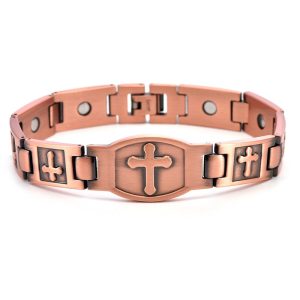 Copper Cross Magnetic Bracelet